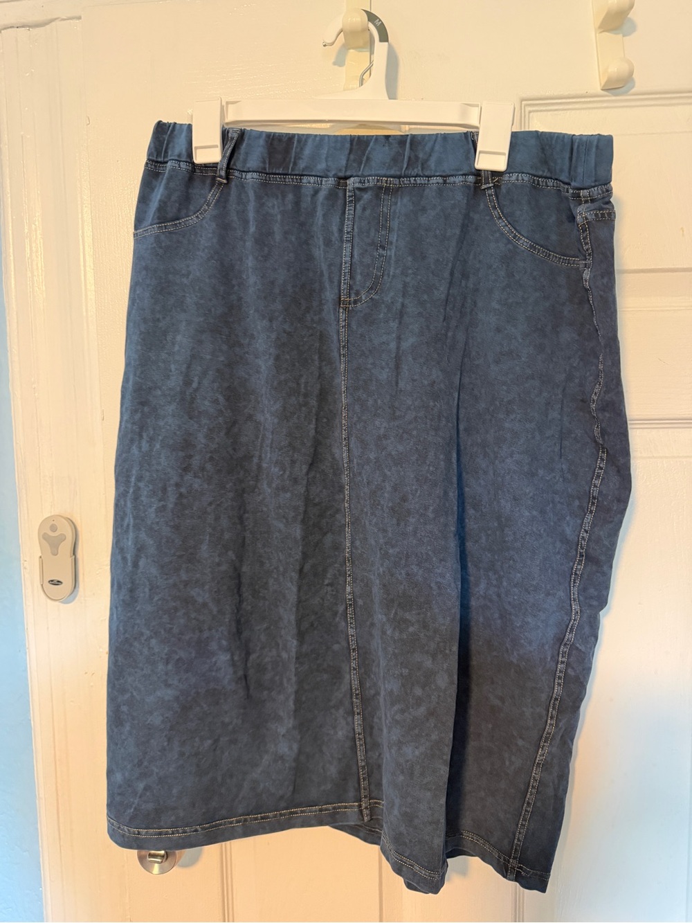 Cotton Blue “Denim” pencil skirt